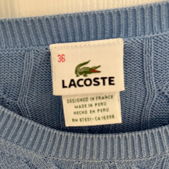 Lacoste Women's Sky Blue Cable Knit Sweater - Picture 2 of 3